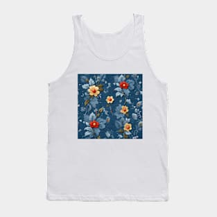 Abstract flower denim textures pattern Tank Top